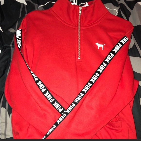 Red sweater with PINK logo on sides - Picture 1 of 4